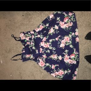 Blue Dress with Pink Flowers